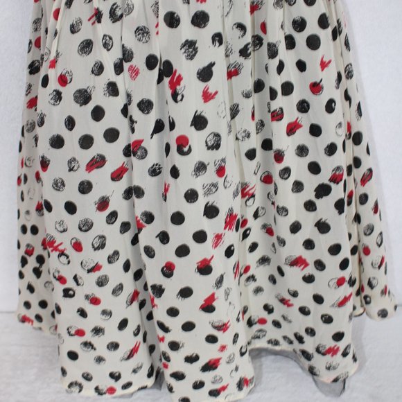 Forever 21 Women's Dress Polka Dot Short Sleeve Puffy  Black Beige Red Small - Picture 6 of 8